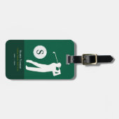 Grünes Personalisiertes Golfspieler-Monogramm Gepäckanhänger (Vorderseite horizontal)