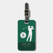 Grünes Personalisiertes Golfspieler-Monogramm Gepäckanhänger (Vorderseite vertikal)