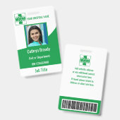 Grünes Personalisiertes Krankenhaus oder Klinikper Ausweis (Vorder- & Rückseite)