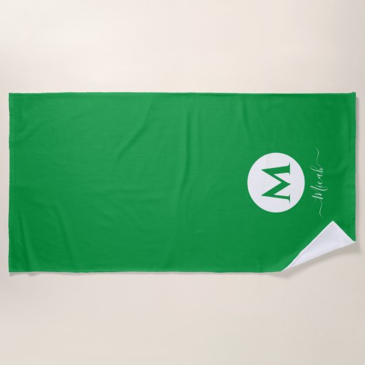 Grünes Personalisiertes Mongram Badetuch (Vorderseite)