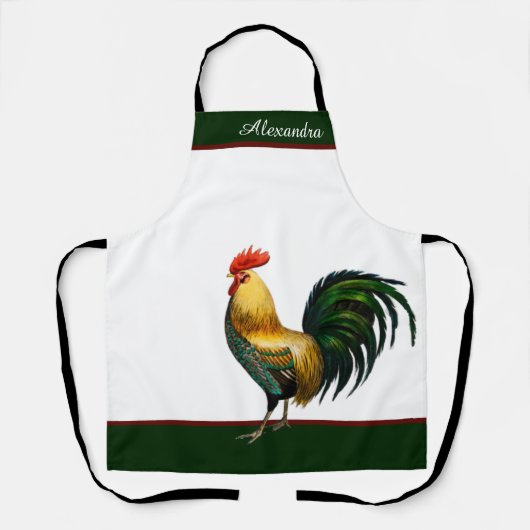 Grünes Personalisiertes Roster-Huhn Schürze (Vorderseite)