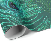 Grünes Pfauenfedermuster aus Vogelpfau Geschenkpapier (Rolleneckpunkt)