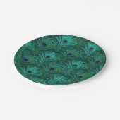 Grünes Pfauenfedermuster aus Vogelpfau Pappteller (Schrägansicht)