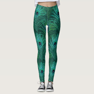 Grünes Pfauenfedermuster vom Vogel Pfau Leggings