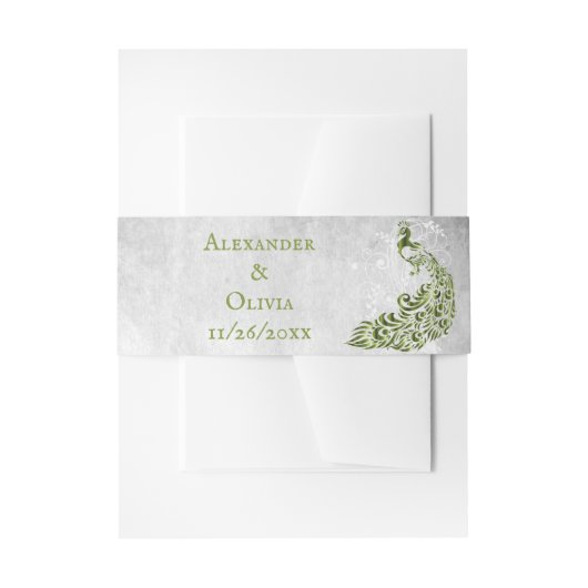 Grünes Pfauenleder Wein Einbinden Bauchband Einladungsbanderole (Vorderseite Beispiel)