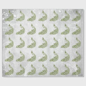 Grünes Pfauenleder-Wrapping Papier Geschenkpapier (Flach)