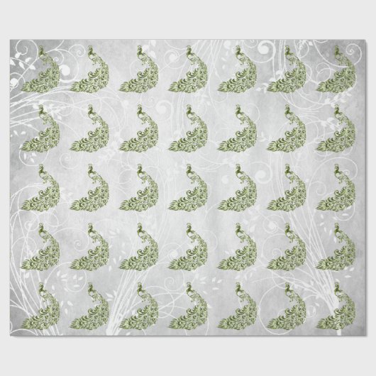Grünes Pfauenleder-Wrapping Papier Geschenkpapier (Flach)