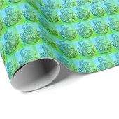 Grünes Pfauenmuster Geschenkpapier (Rolleneckpunkt)