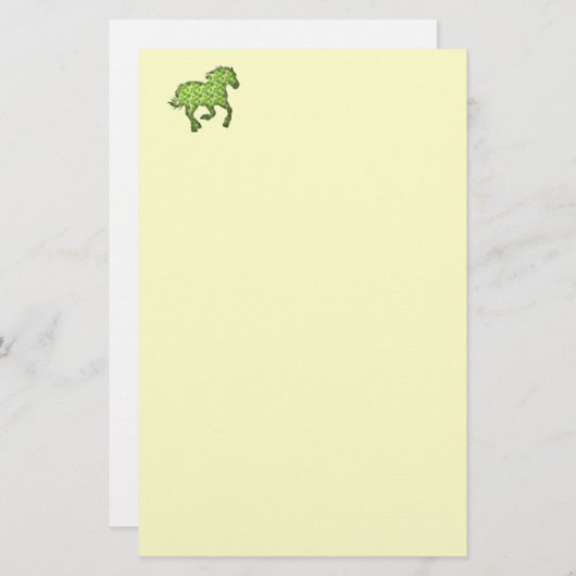 grünes Pferd Briefpapier (Vorne/Hinten)