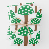 Grünes Pilzmuster Geschenkpapier Set (Beispiel)