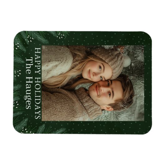 Grünes Pine Tree Happy Magnet (Horizontal)