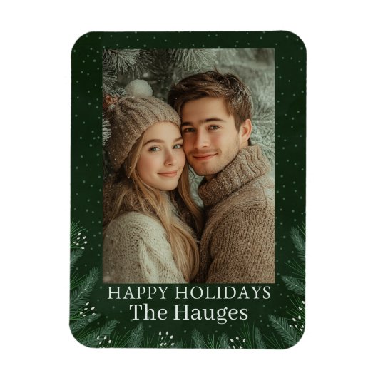 Grünes Pine Tree Happy Magnet (Vertikal)