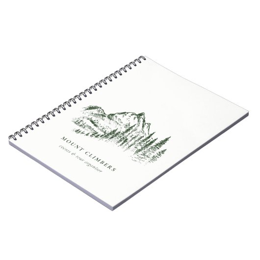 Grünes Pine Woods Mountain Sketch Klettern Camping Notizblock (Linke Seite)