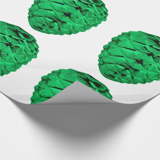 Grünes Pinecones Faltpapier Geschenkpapier (Ecke)