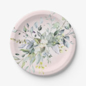 Grünes Pink Blush Brautparty Pappteller (Vorderseite)