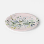 Grünes Pink Blush Brautparty Pappteller (Schrägansicht)