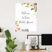 Grünes Pink Blush Brautparty Poster (Heimbüro)