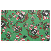 Grünes Piratenschiffsmuster Stoff (Fat Quarter (45,7 x 55,9 cm))