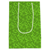 Grünes Pixelmuster Retro-8-Bit-Gaming Mittlere Geschenktüte (Rückseite)