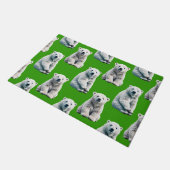 Grünes Polarbär-Musterdesign  Fußmatte (Schrägansicht)