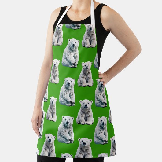 Grünes Polarbär-Musterdesign Schürze