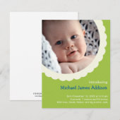 Grünes Polka dot rosette Foto niedliche Geburt Ankündigung (Vorne/Hinten)