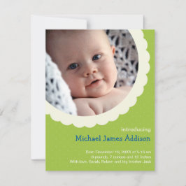 Grünes Polka dot rosette Foto niedliche Geburt Ankündigung