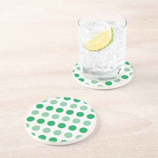 Grünes Polka-Punktmuster Getränkeuntersetzer (Seite)