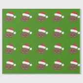 Grünes Poo Emoji WeihnachtsPackpapier Geschenkpapier (Flach)