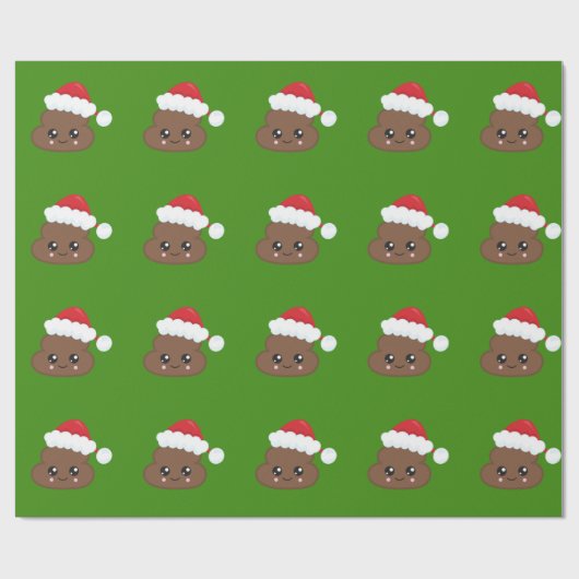 Grünes Poo Emoji WeihnachtsPackpapier Geschenkpapier (Flach)