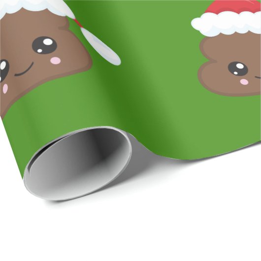 Grünes Poo Emoji WeihnachtsPackpapier Geschenkpapier (Rolleneckpunkt)