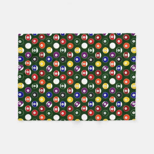 Grünes Pool-Ball-Billard-Muster Fleecedecke (Vorderseite (Horizontal))