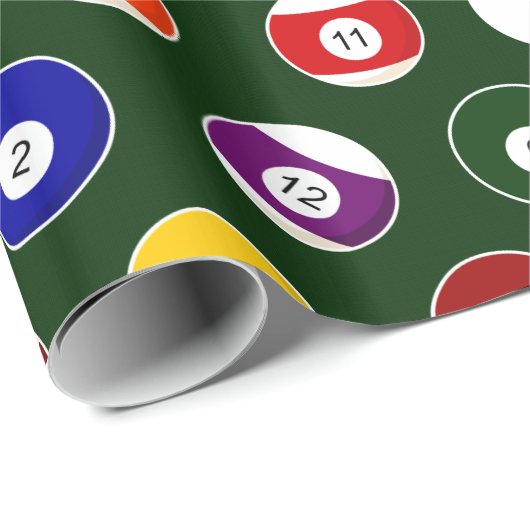 Grünes Pool-Ball-Billard-Muster Geschenkpapier (Rolleneckpunkt)