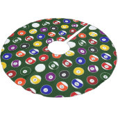 Grünes Pool-Ball-Billard-Muster Polyester Weihnachtsbaumdecke (Schrägansicht)