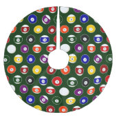 Grünes Pool-Ball-Billard-Muster Polyester Weihnachtsbaumdecke (Vorderseite)