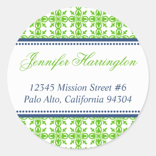 Grünes Preppy-extravagant-Rücksendekennzeichen Runder Aufkleber (Vorderseite)