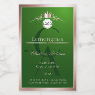 Grünes Produktlabel Rosenholzrahmen-Logo-Monogramm Lebensmitteletikett