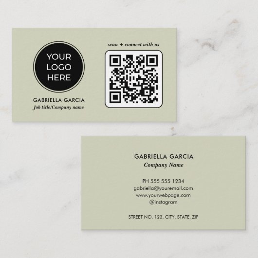 Grünes Professionelles QR-Code-Logo Visitenkarte (Vorne/Hinten)