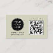Grünes Professionelles QR-Code-Logo Visitenkarte (Vorderseite)