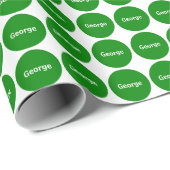 Grünes Punkt-Muster auf Weiß mit Namen Geschenkpapier (Rolleneckpunkt)