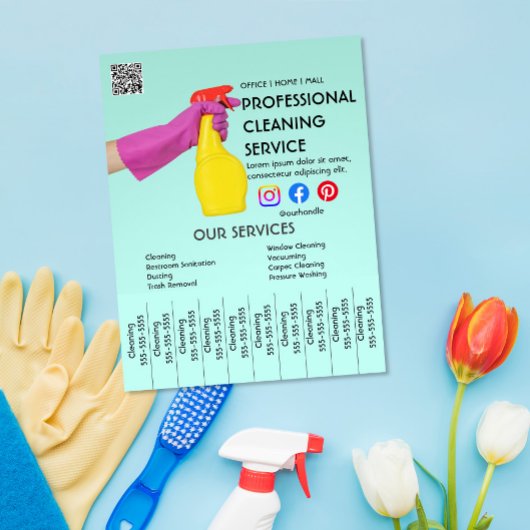 grünes Putzposter mit Abreißklammern Fly Flyer