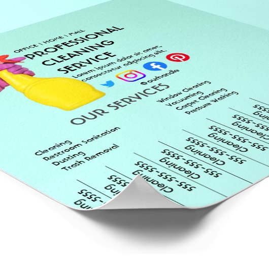 grünes Putzposter mit Abreißklammern Fly Poster (Ecke)