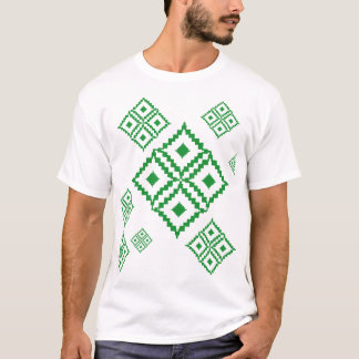 Grünes quadratisches Muster mit wellenförmigen Lin T-Shirt