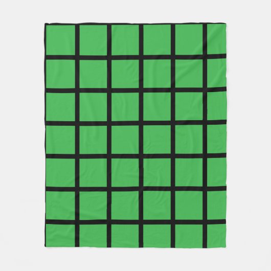 Grünes Quadratmuster mit schwarzen Rändern Fleecedecke (Vorderseite)