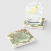 Grünes Quarzwerk Naturgestein Steinuntersetzer (Seitenansicht)