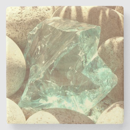 Grünes Quarzwerk Naturgestein Steinuntersetzer (Vorderseite)