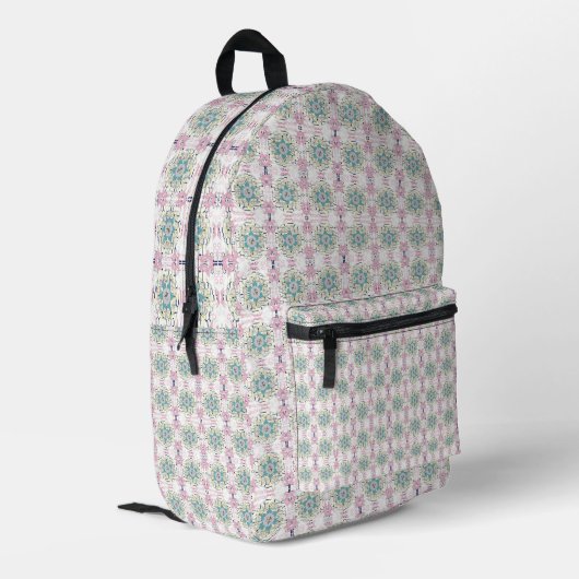 Grünes Rad mit rosa Blume Bedruckter Rucksack (Rückseitige Ecke links)