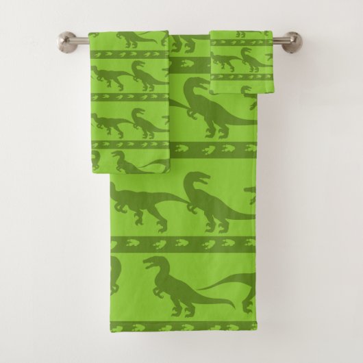 Grünes Raptor-Muster Badhandtuch Set (Insitu)