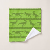 Grünes Raptor-Muster Badhandtuch Set (Waschlappen)