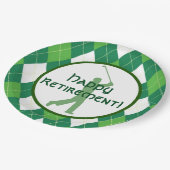 Grünes Rauten-Muster und Golf-Party Pappteller (Schrägansicht)